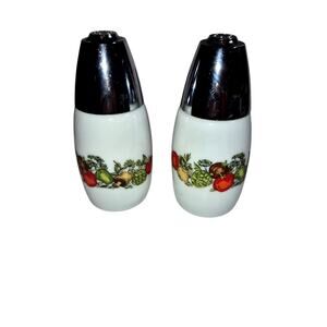 Vintage Gemco Milk Glass Salt & Pepper Shakers Spice of Life Pattern Corningware